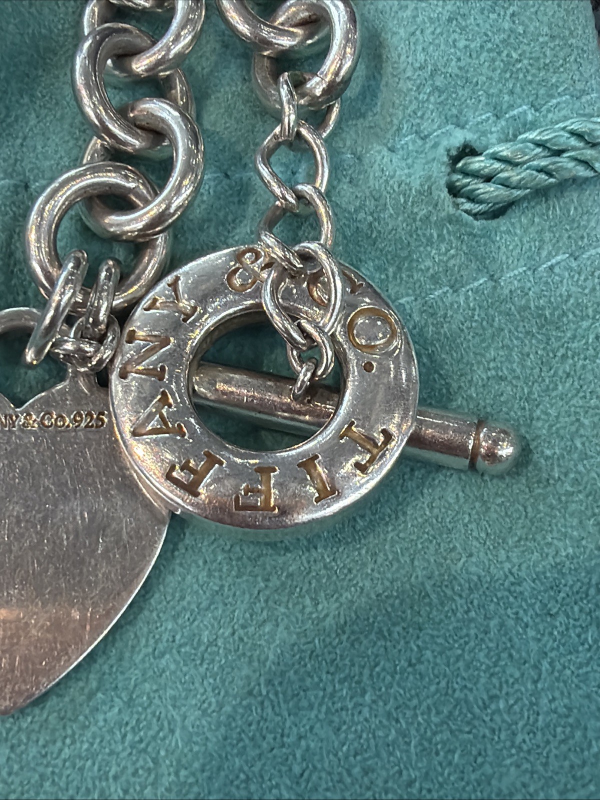 Authentic Tiffany & Co. Return to Tiffany Heart Tag Toggle Necklace 16” W/ Pouch