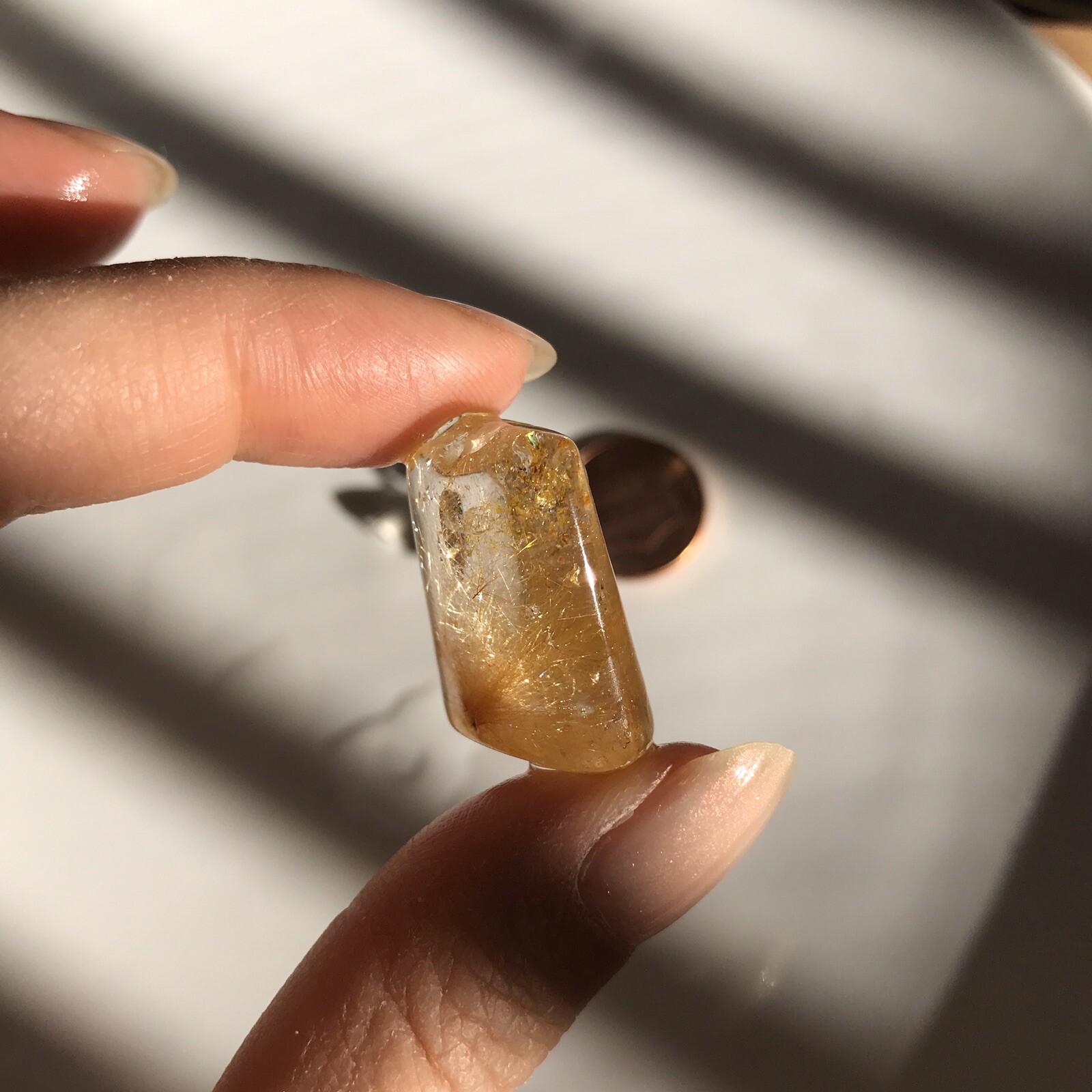 US SELLER Natural cushion Golden Rutilated Quartz Pendant Brazil Crystal 16