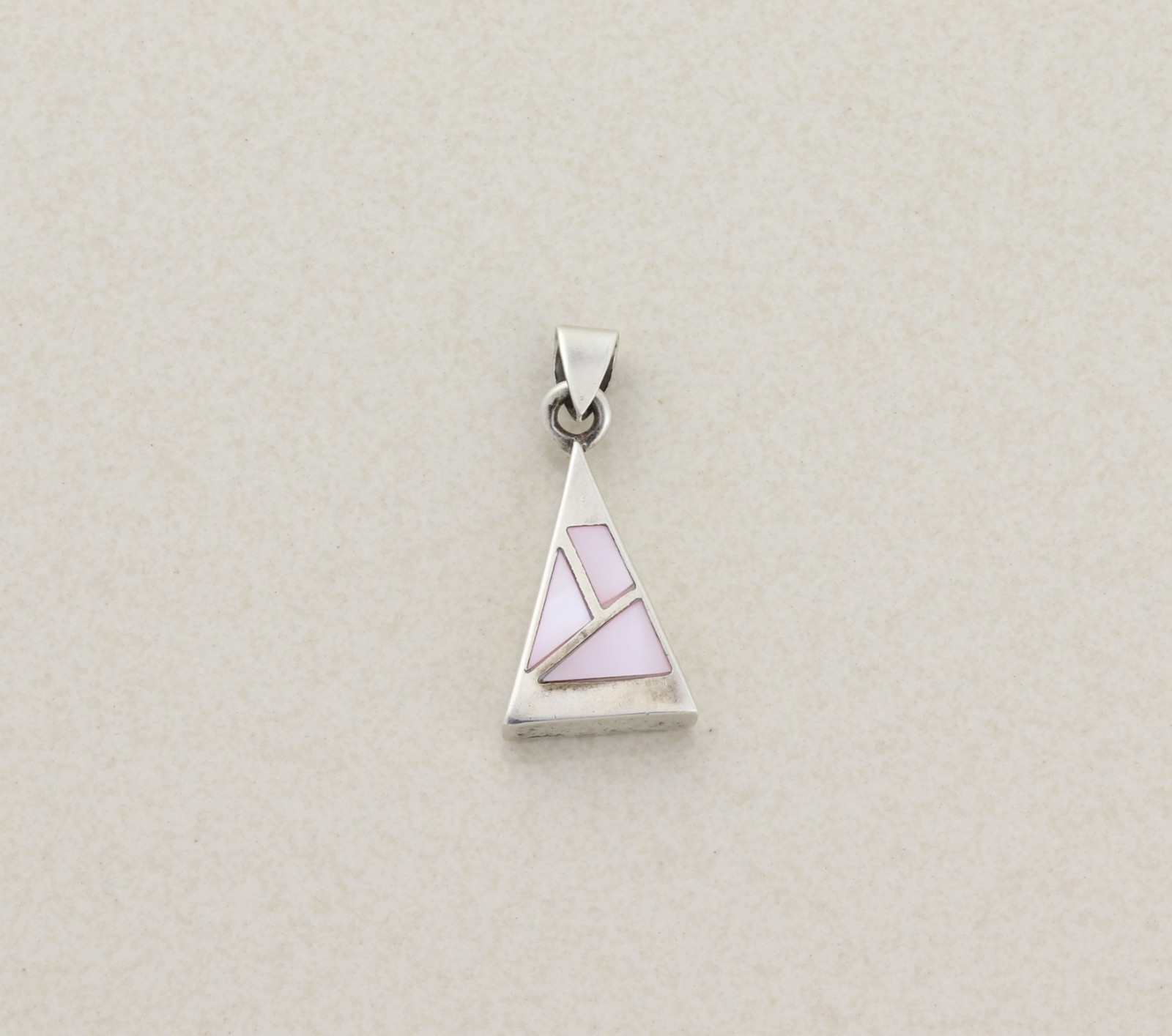 Pendant Only Sterling Silver Mother of Pearl Triangle Pendant 1 1/4″ x 1/2″ inch