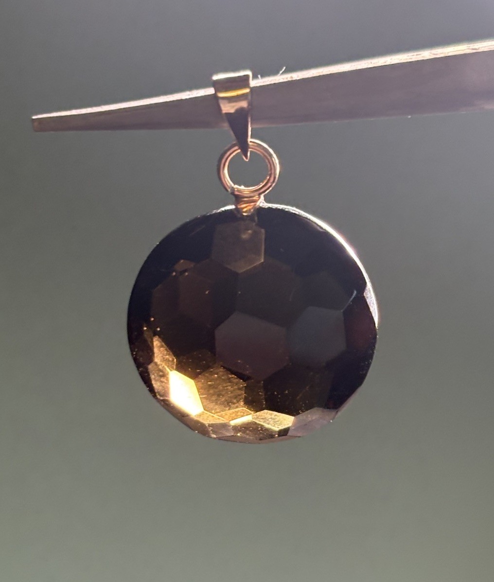 Faceted Rich Brown Topaz Pendant 14k Gold Bail Round Droplet