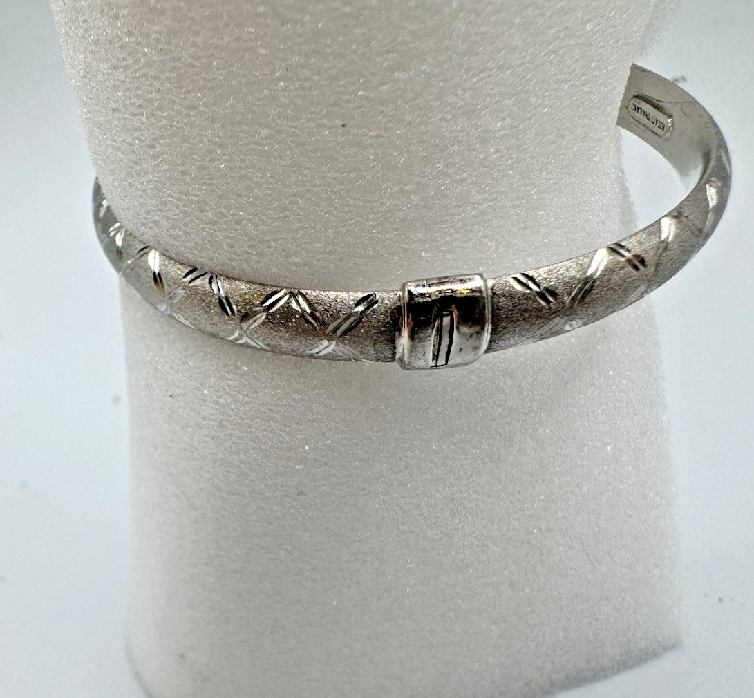 7 Inch 925 Hinged Bangle 925 Thailand Satin Finish Diamond Cut ATI Signed 7G