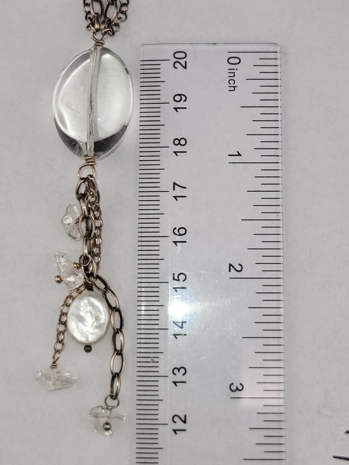 Silpada Pools of Light Quartz Coin 🫧Pearl Sterling Silver 34″ Festoon Necklace