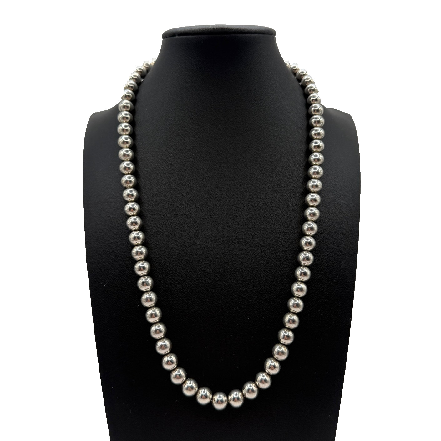Sterling Silver 925 Round Ball Beaded 20″ Necklace 9mm Marked Heavy 28g Lobster