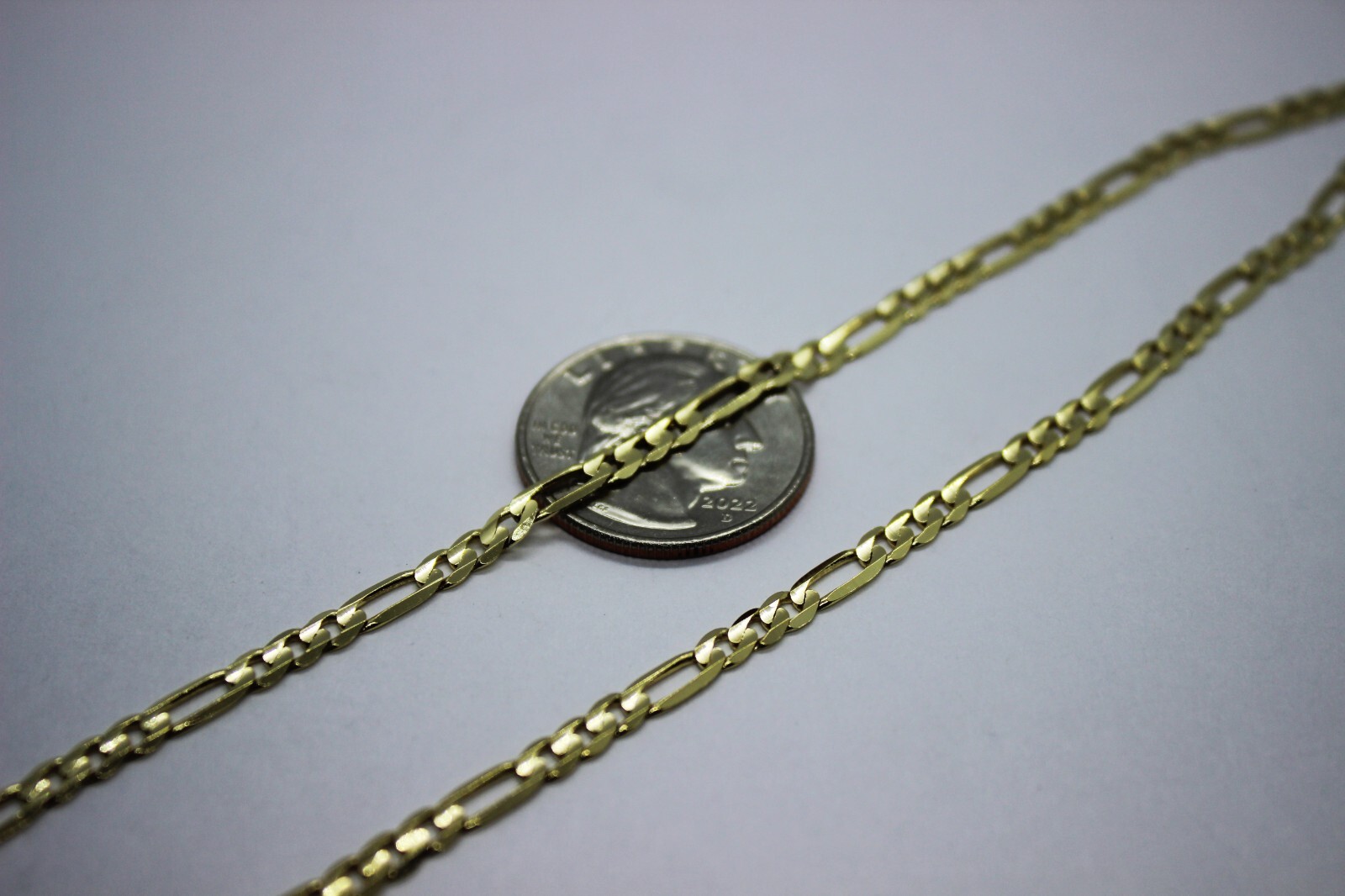 10k Solid Yellow Gold Figaro Chain Necklace Bracelet 2.2mm – 10.2mm 7″ – 30″
