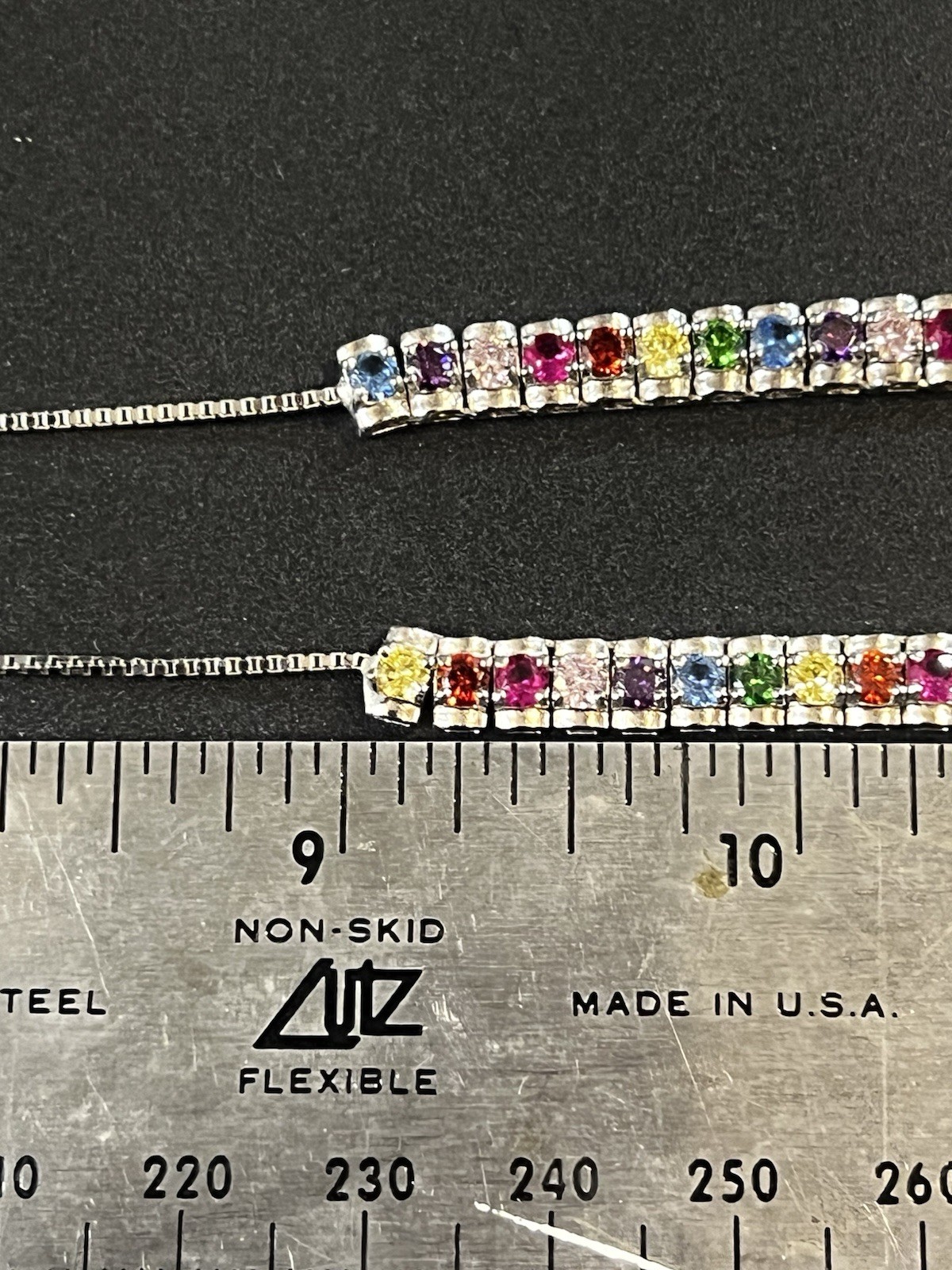 Multiple Gemstone Sterling Silver 925 Adjustable Box Chain Necklace 10”-28”