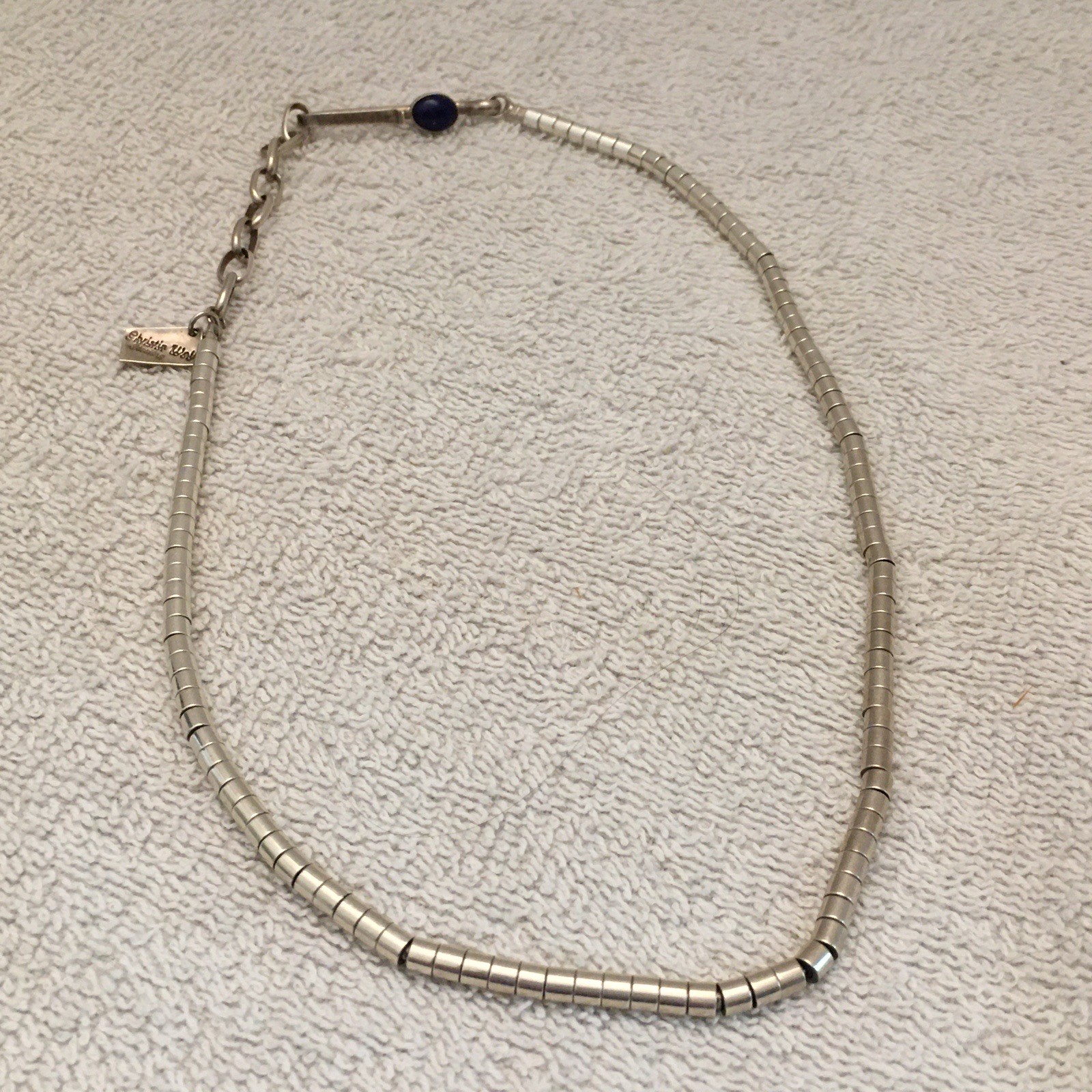 Christin Wolf Necklace Sterling Marked W/ Gemstone Hook Closure