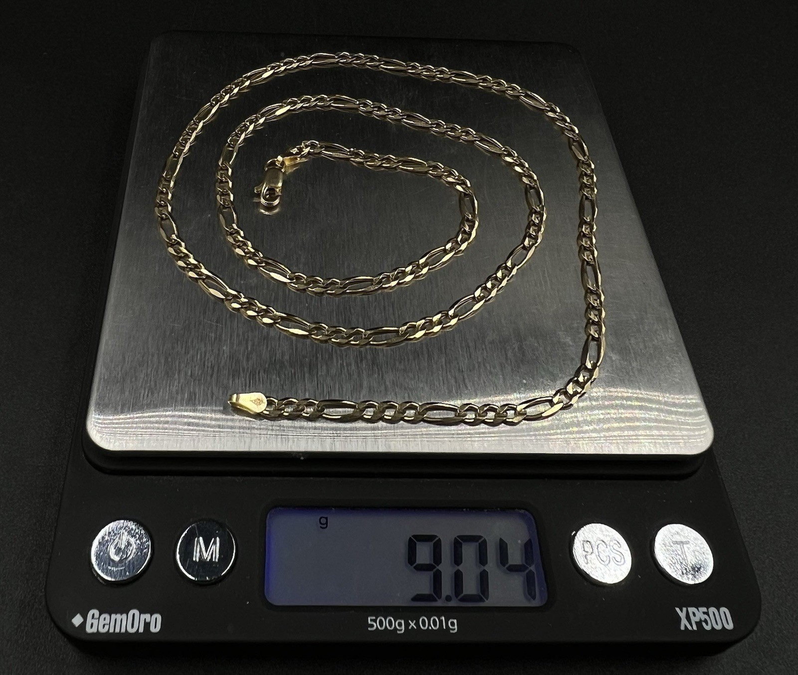 21.75” 14K Solid Yellow Gold Diamond Cut Figaro Chain | 9.04g | 3.2mm | Italy |