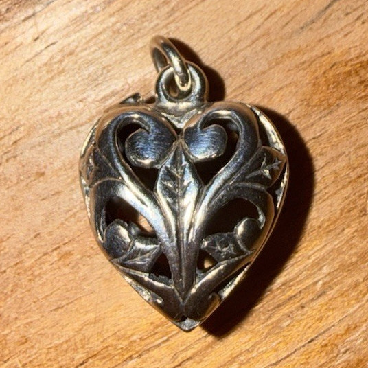 925 Sterling Silver Heart Pendant Charm Signed Love Theme No Stone Silver
