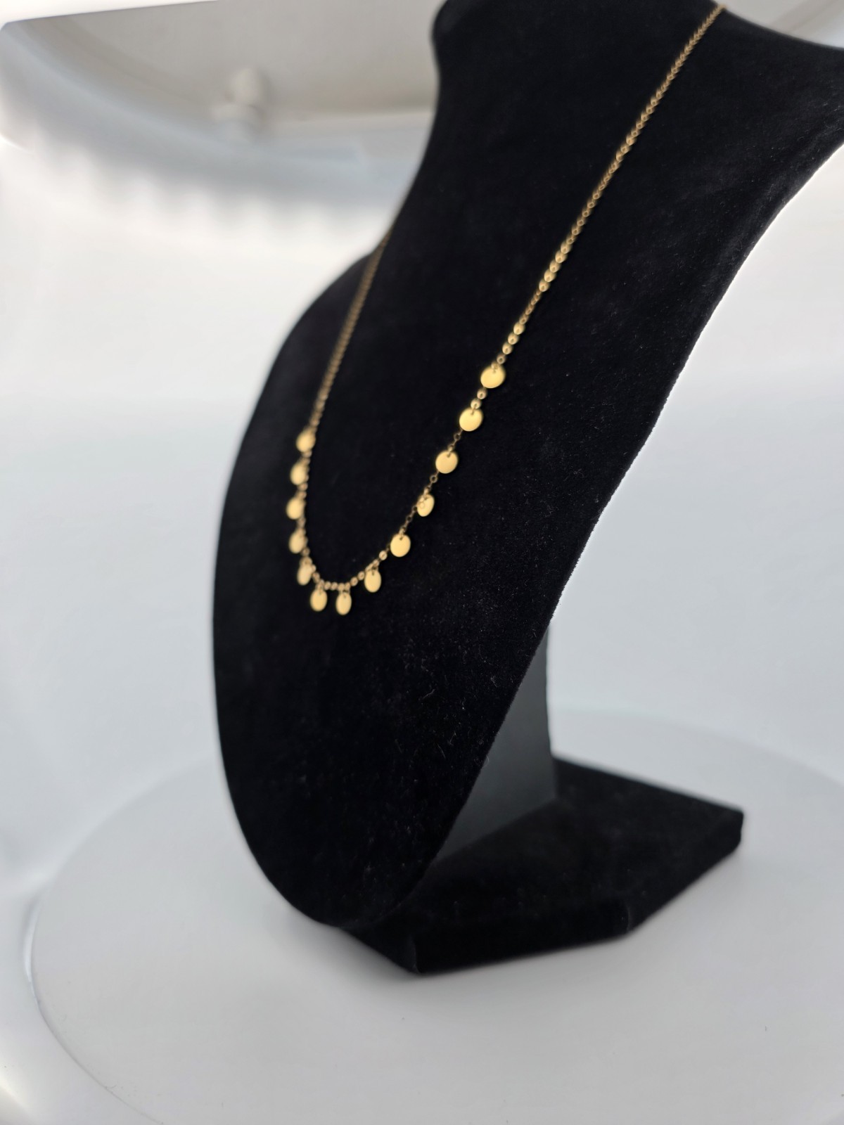 18K Yellow Gold O Chain Necklace Round Sequined Beautiful Stamped Au750