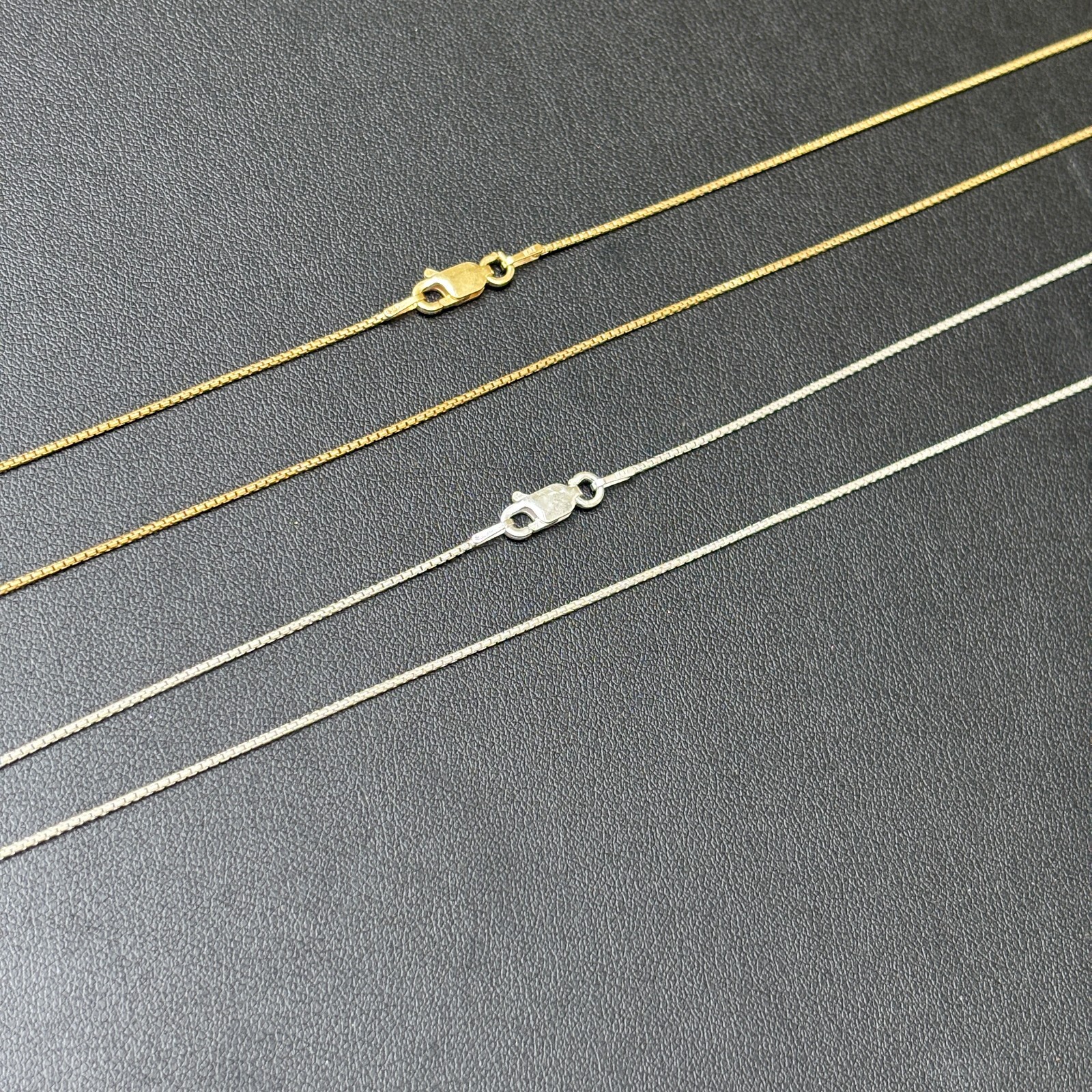 1mm round Box Chain Necklace – Solid 925 Sterling Silver Or 14k Gold Vermeil