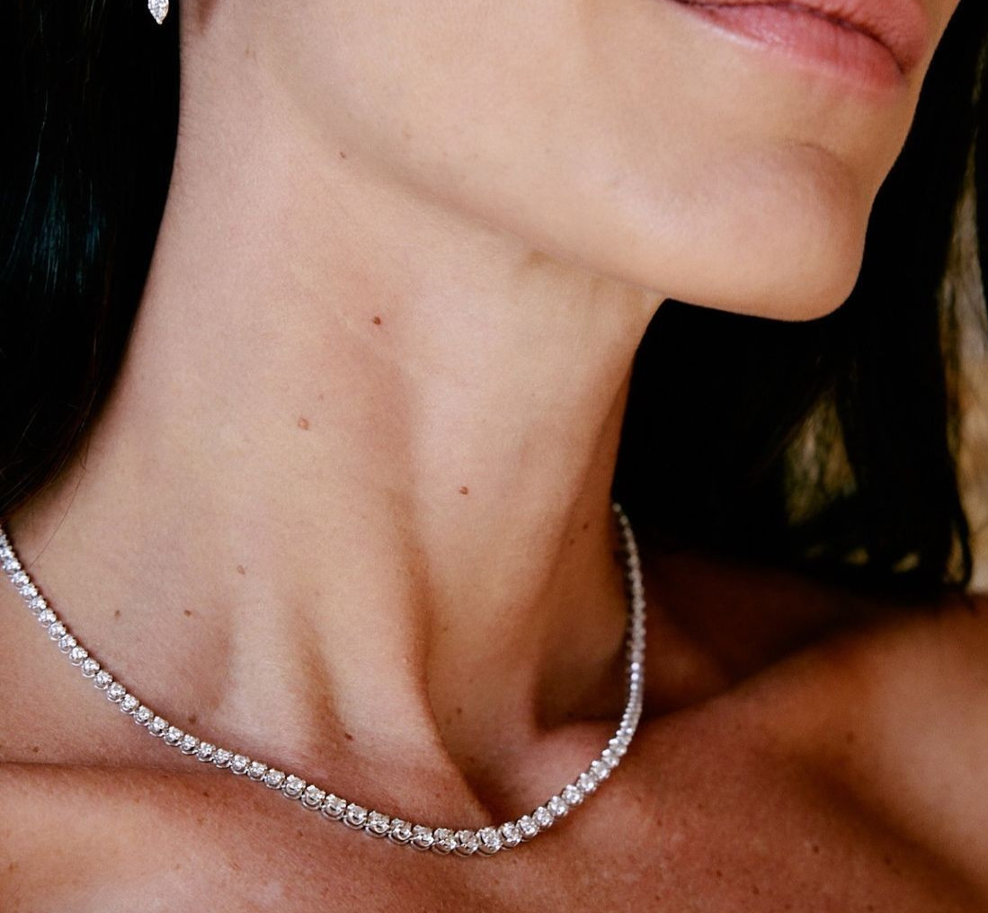 20CT Round Cut Lab Created Diamond Women’s Tennis Necklace 14k White Gold Plated