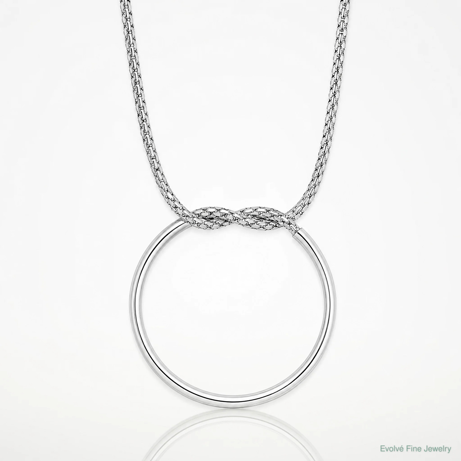 Sterling Silver RH-Pl Polished/Textured Circle Pendant With 2in Ext.