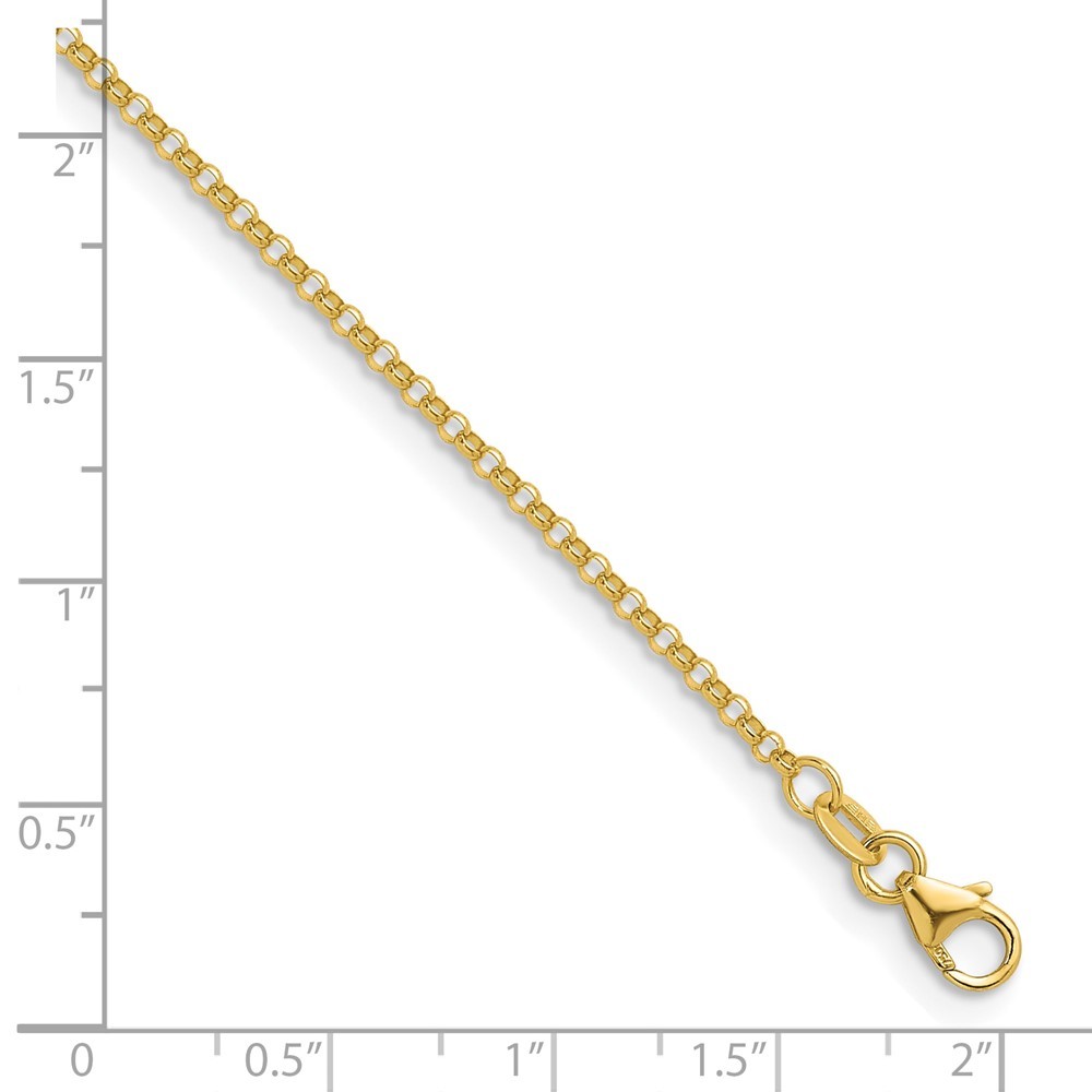 18K Yellow Gold Polished 1.9mm Solid Rolo Chain Necklace 24″