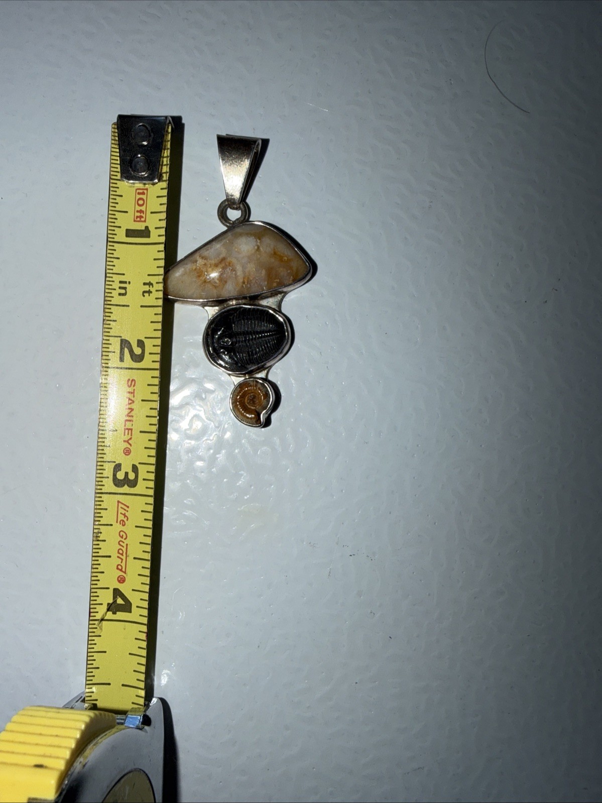 Charles Albert Fine Sterling Rare Multiple Fossil Pendant