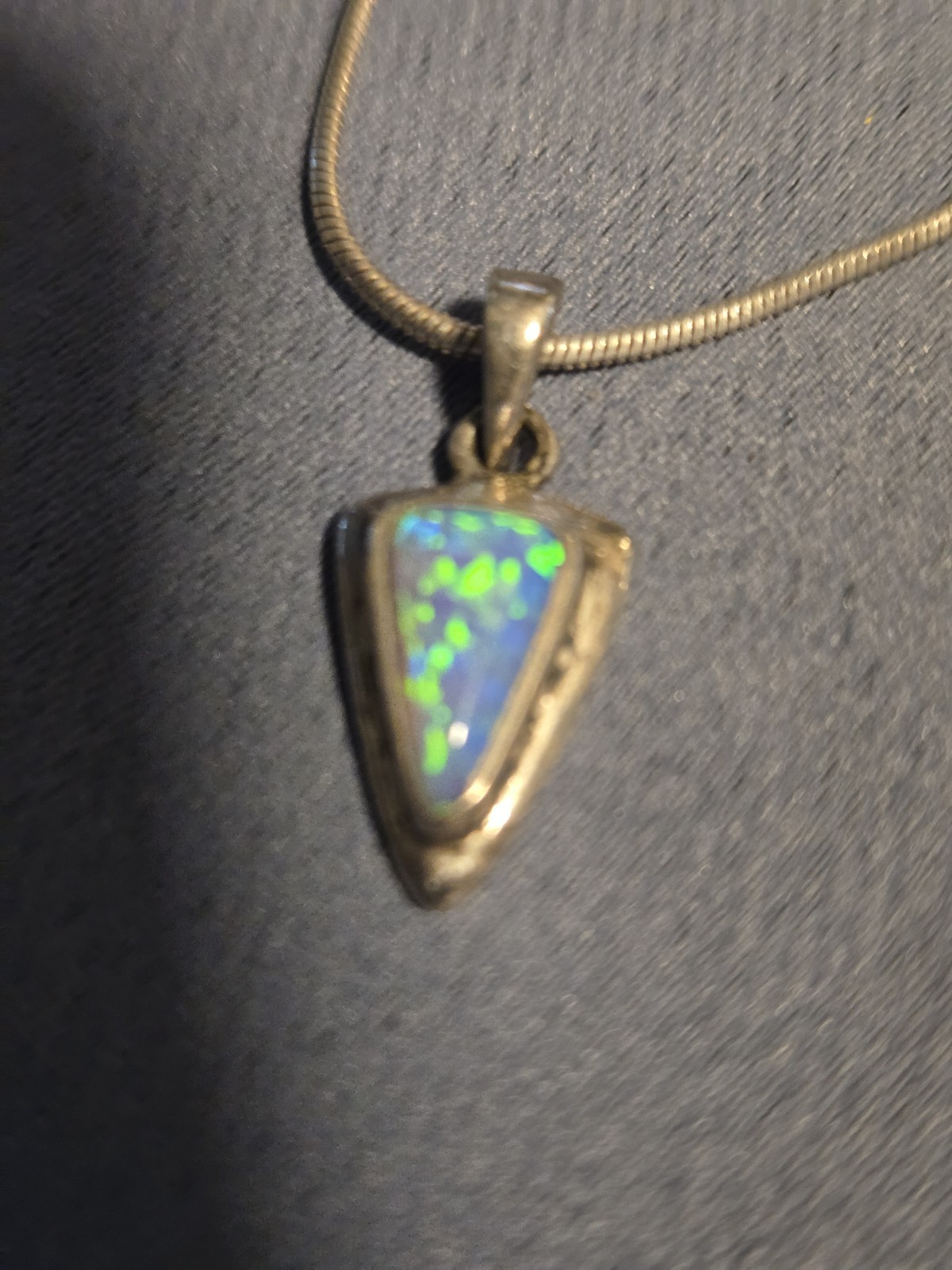 Vintage Designer Indigo Sterling & Jelly Opal Pendant 5/8″ Long 3/8″ Wide