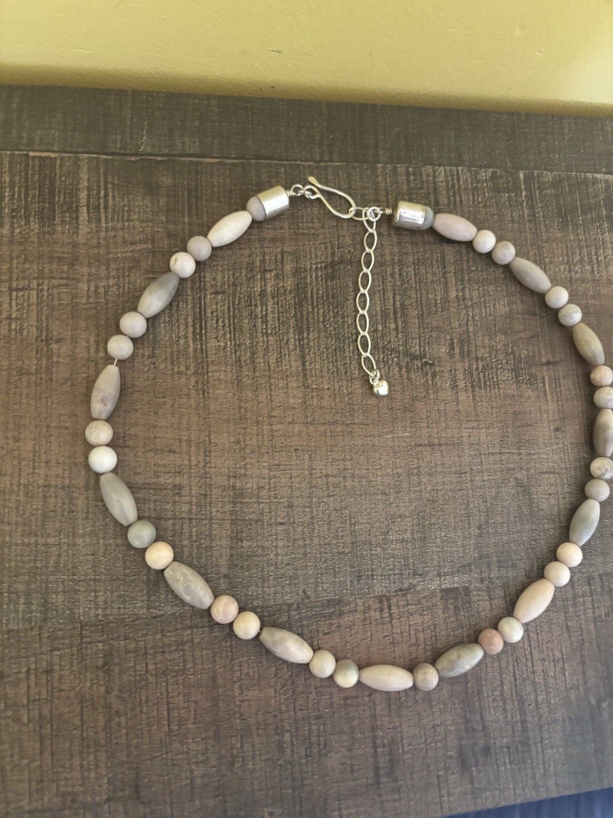 Jay King DTR 925 Sterling Silver Natural Earth Tone Stone Beaded Necklace 22-24”