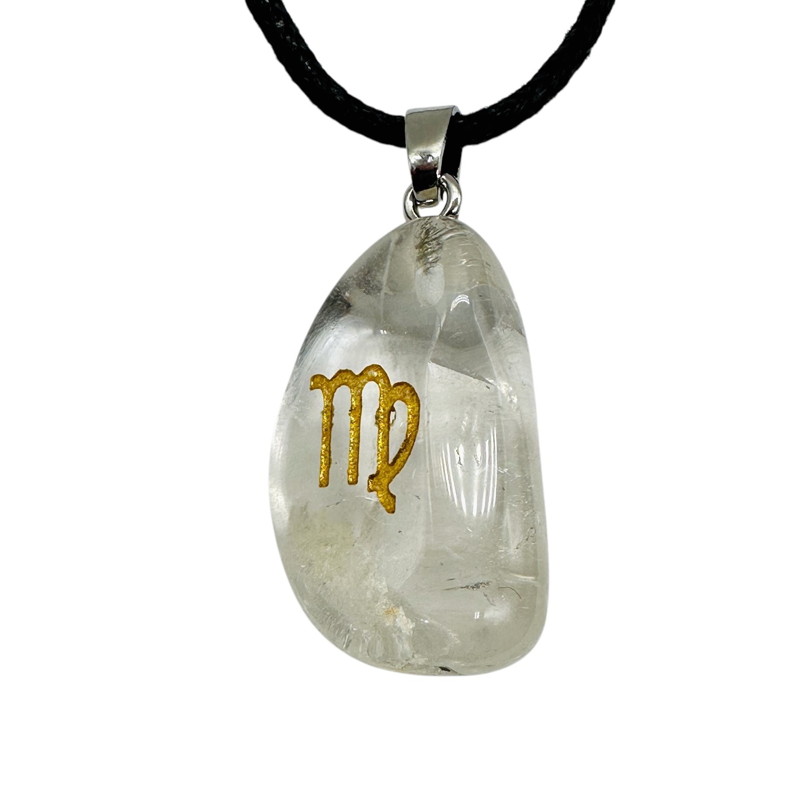 Zodiac Virgo Quartz Stone Oval Pendant | 1 1/2″ Long | Clear | 1 Pendant |