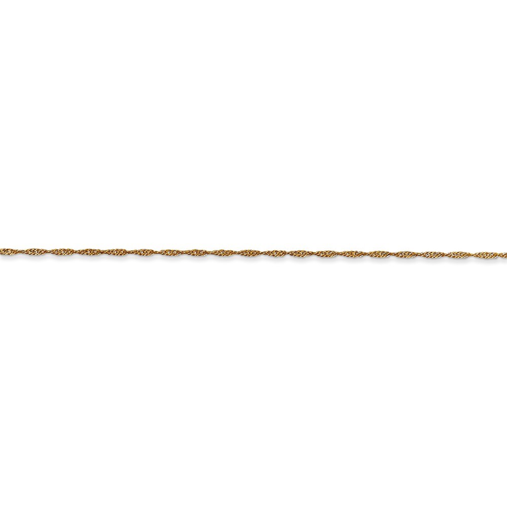 Real 14kt Yellow Gold 1mm Singapore Chain; 18 inch