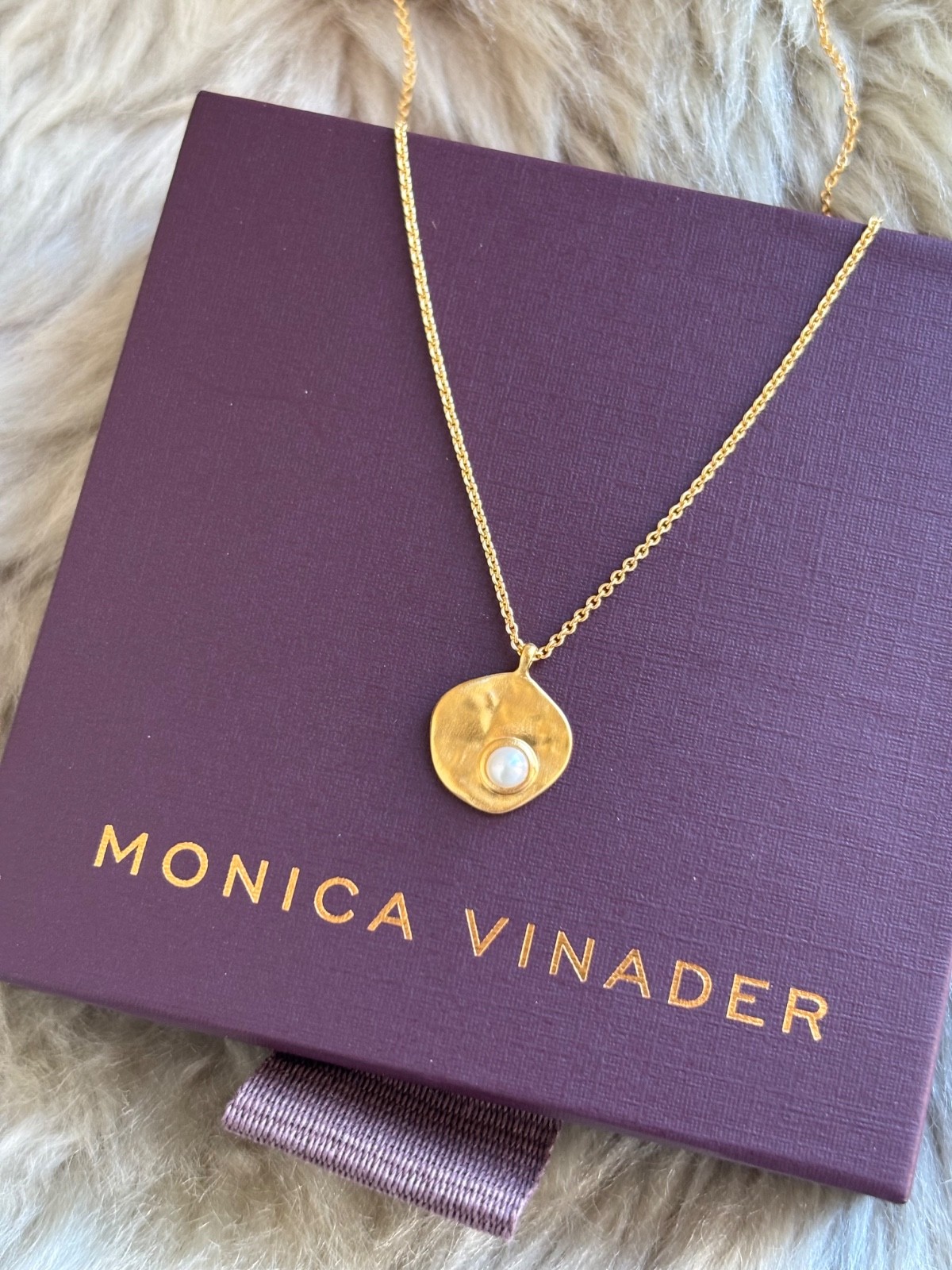 MONICA VINADER 💎 Capri Pearl Disc Necklace 18k Gold & Pearl RRP £139