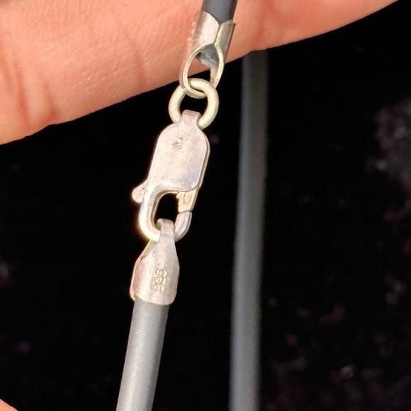 Turquoise Jasper Rectangle Slab Pendant .925 Sterling Silver bail Cord Necklace