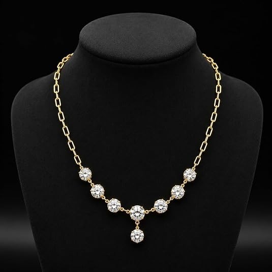 Elegant 5CT Round Moissanite Necklace 18″ 14K Yellow Gold Plated D Color VVS1-VV