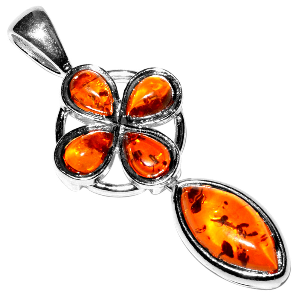 4.1g Authentic Baltic Amber 925 Sterling Silver Pendant Jewelry N-A1876