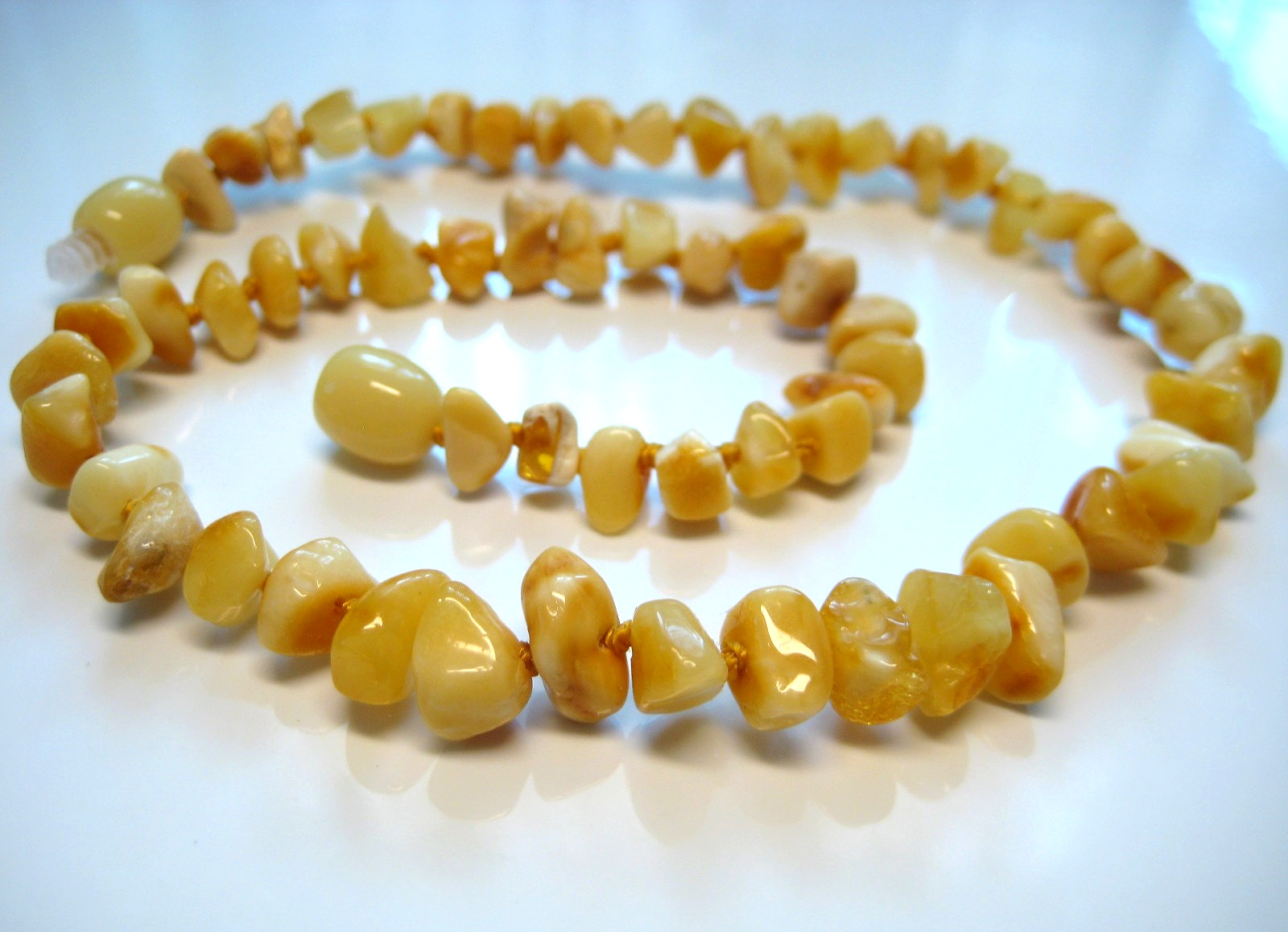 5 – Genuine Beautiful Yellow Baltic Amber Necklace 13 inch. 30 gr. !!!