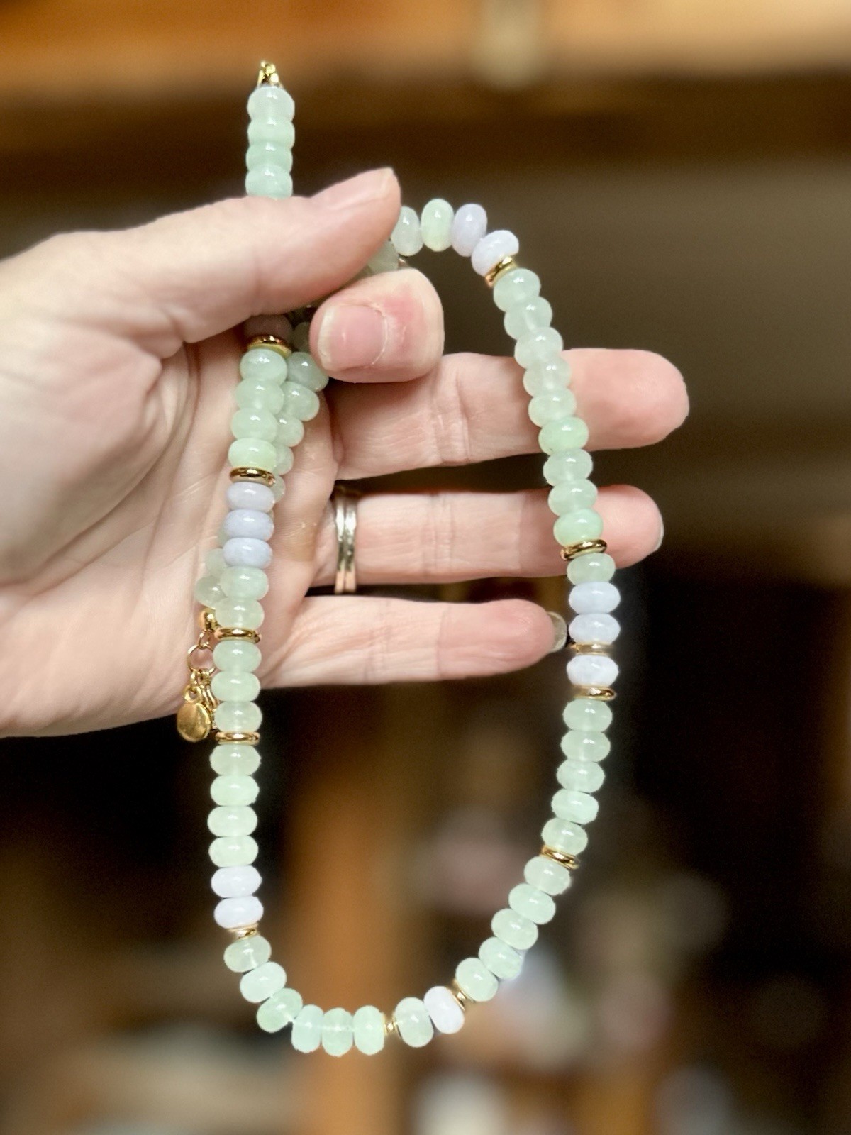 MAYAMAR Green/ Blue Quartz Gemstone Necklace 24k Gold Plated 16”