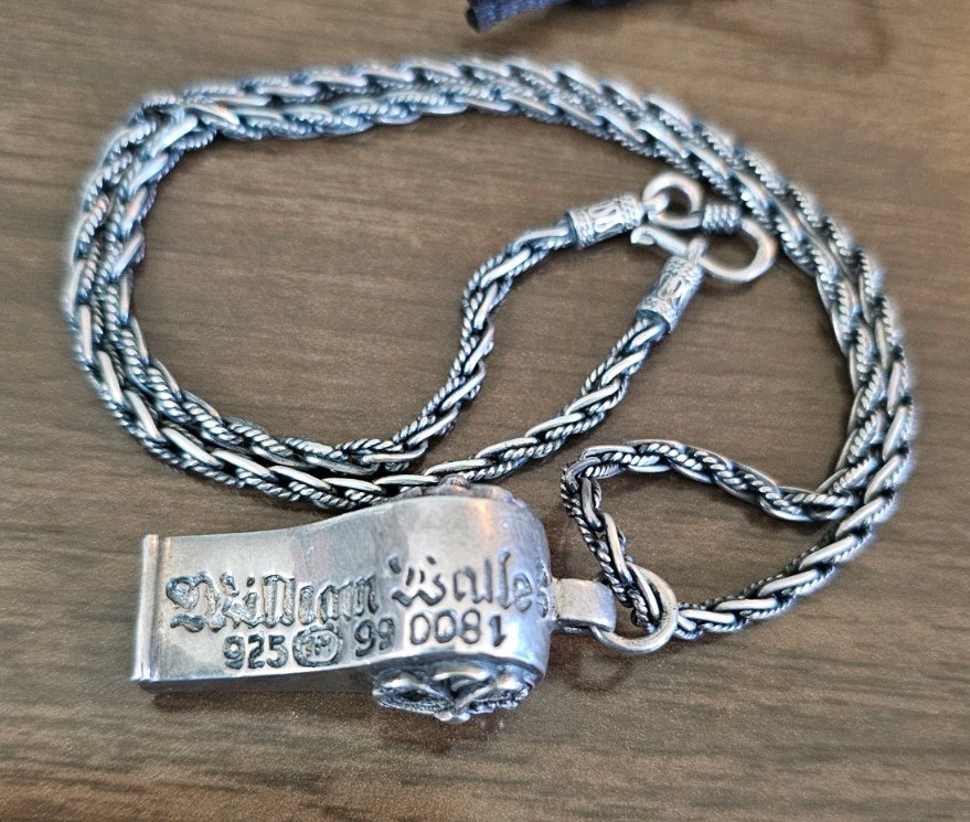 William Walles 1999 Japan Chrome Hearts Style Whistle Pendant & Chain Sterling