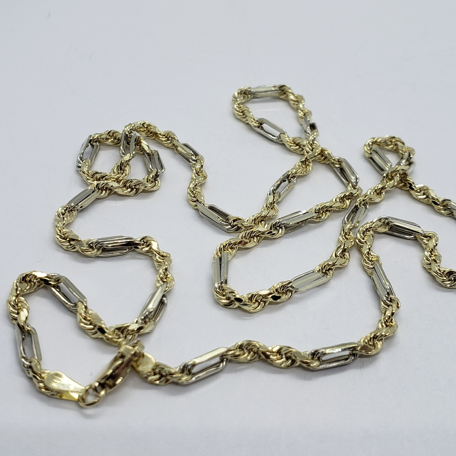 Authentic 14k Gold Two Tone Figarope Chain Necklace or bracelet 3mm-6mm 7″-30″