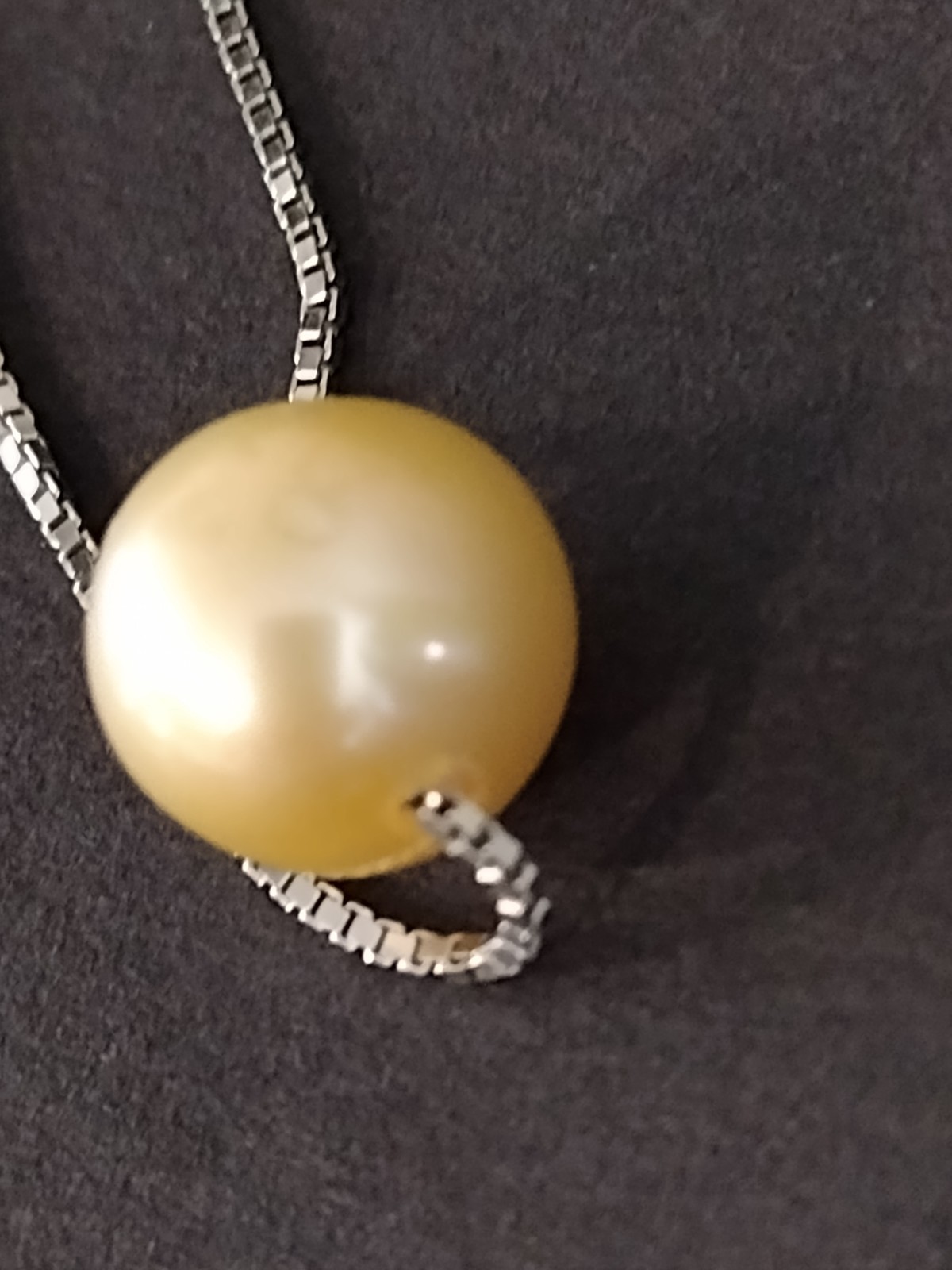 Culture Pearl Slider Necklace 18 In.Box Chain S925 Italy 3/8 In.Pearl