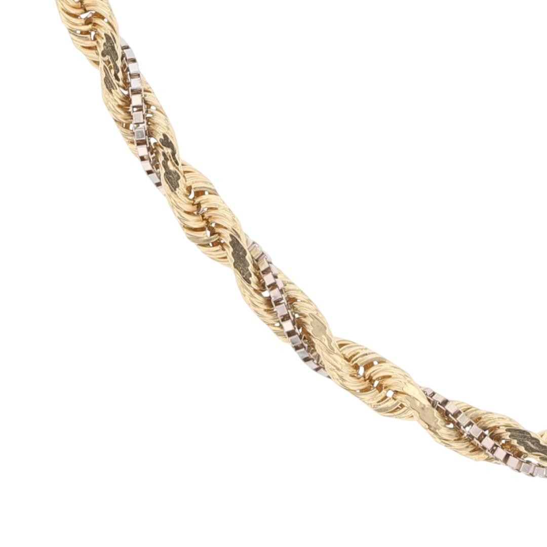 2mm Twisted Rope & Box Link Chain 18″ Necklace 14k Multi-Tone Gold 6.18 Grams