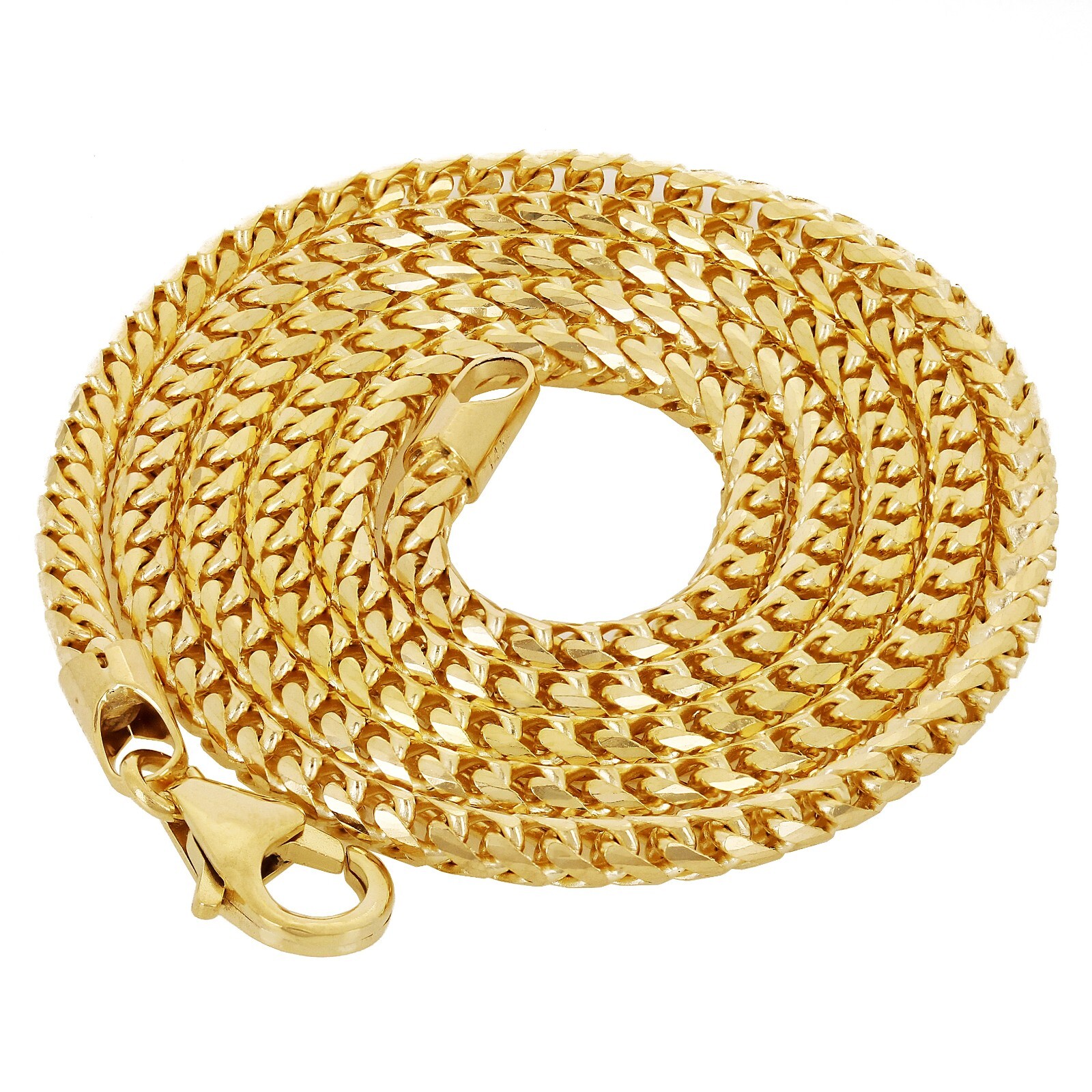 Italian 14k Yellow Gold Solid Diamond Cut Franco Chain Necklace 20″ 2.5mm 19.2g