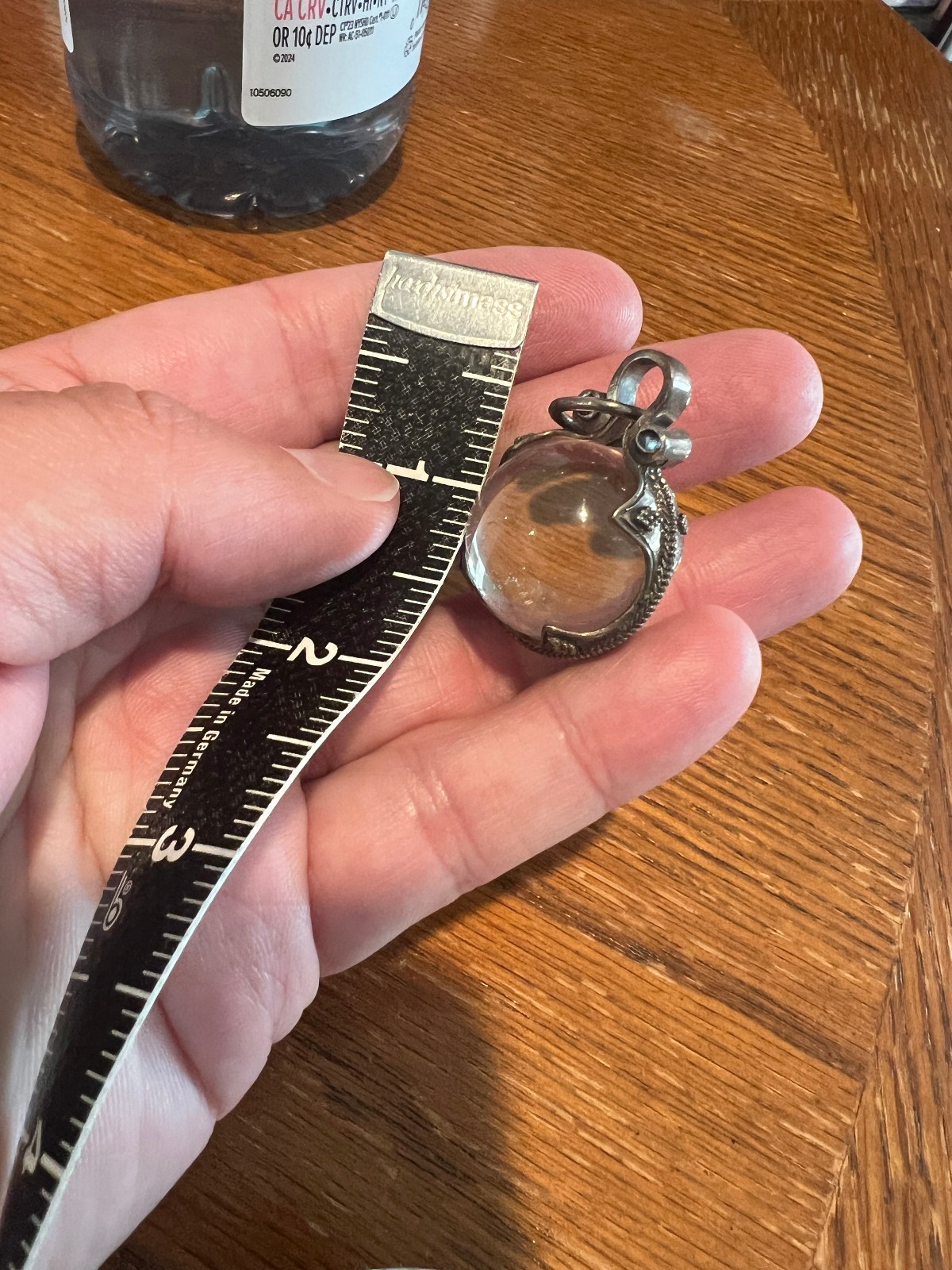 Large Exceptional Swedish Gotland Crystal Ball Oxidized Sterling Silver Pendant