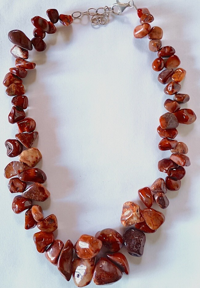Necklace – Carnelian Nuggets, Amber, Brown Terra Cotta Colors, 20″ and Extension