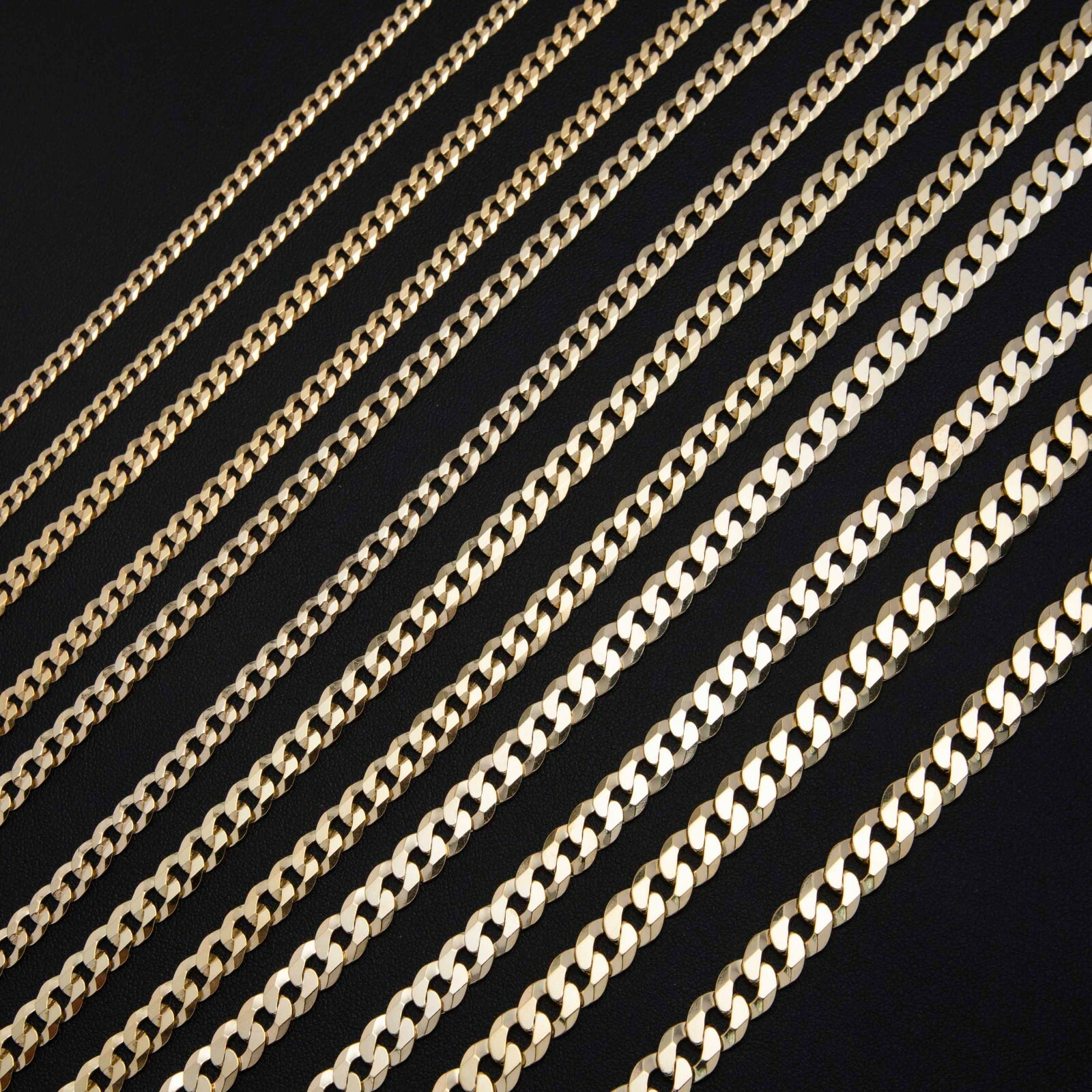 Curb Link Chain 14K Yellow Gold-Plated Sterling Silver 925 All Sizes