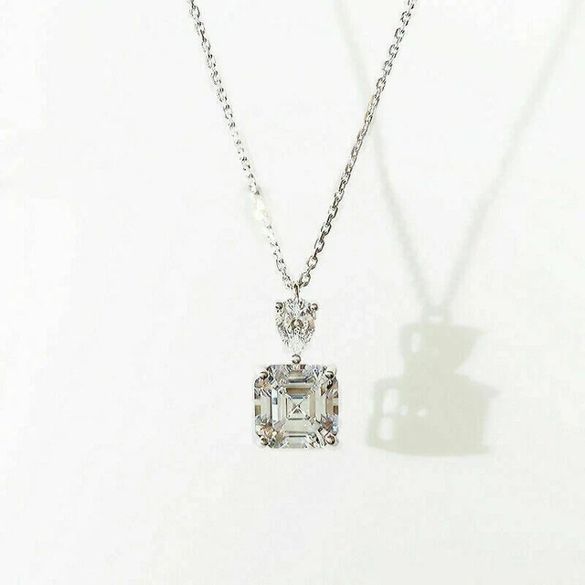 3Ct Moissanite Solitaire Pendant 14K White Gold Finish Free Chain