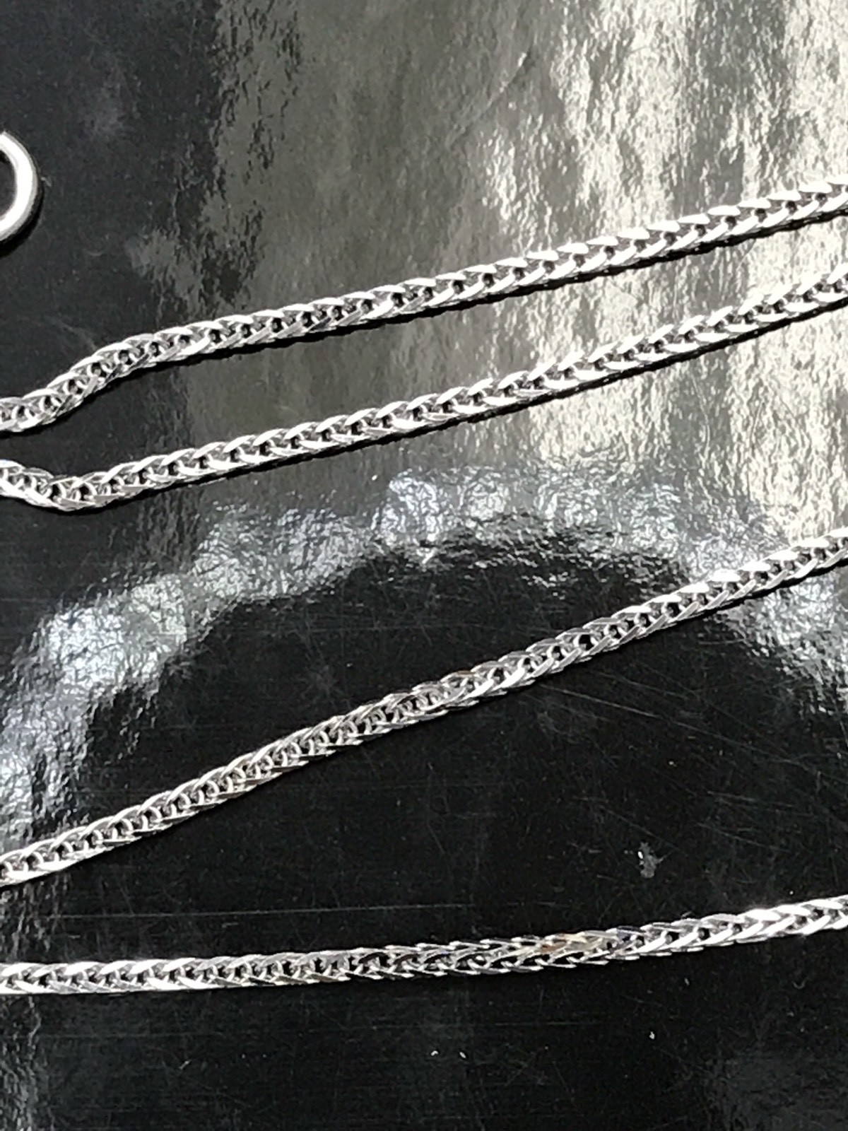 14k Solid White Gold foxtail wheat necklace Chain 1mm 16-18 inches Brand New