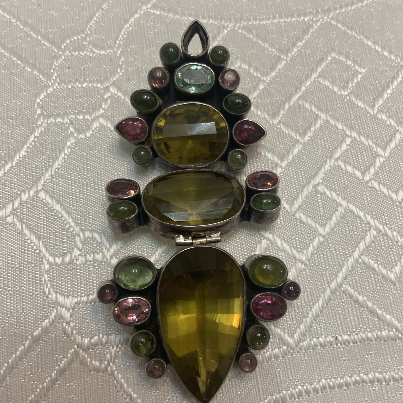 Sterling Silver 925 Multi-color PENDANT 4 inches
