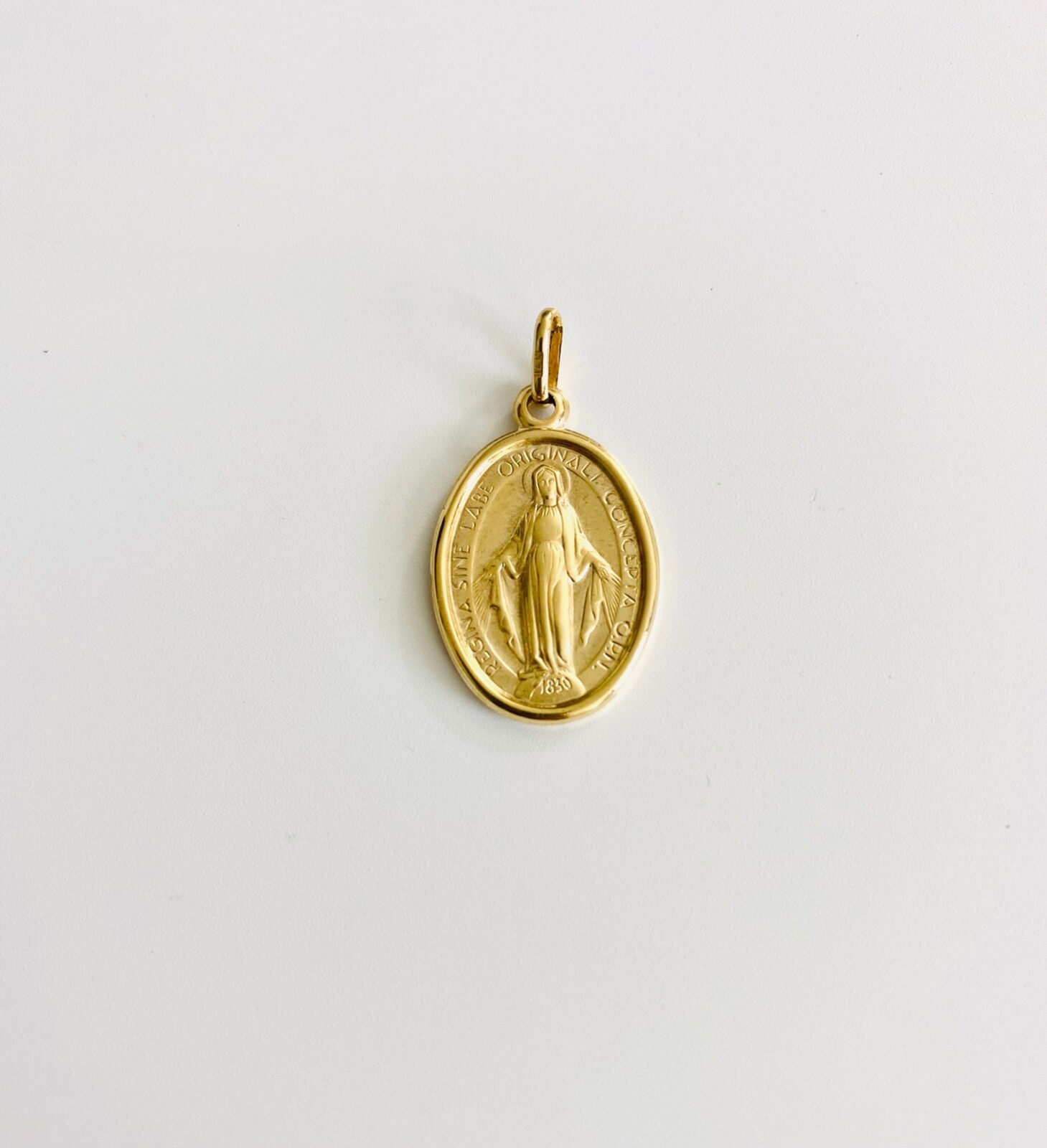 14K Gold 1.1 inches Virgin Miraculous Medal, 14k Real Gold Virgin Mary- PT2072