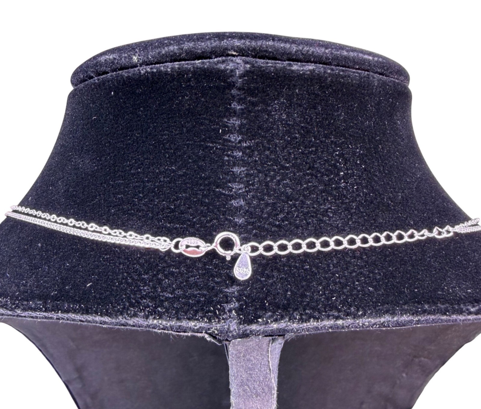 Sterling Silver Womens Two-Strand Chain Necklace S925 Adjustable Length Jewelry