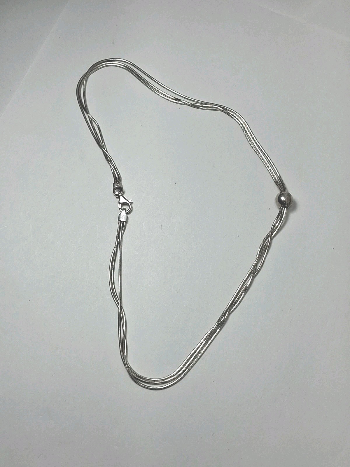 Silver Tone 3 Strand Necklace Marked 925