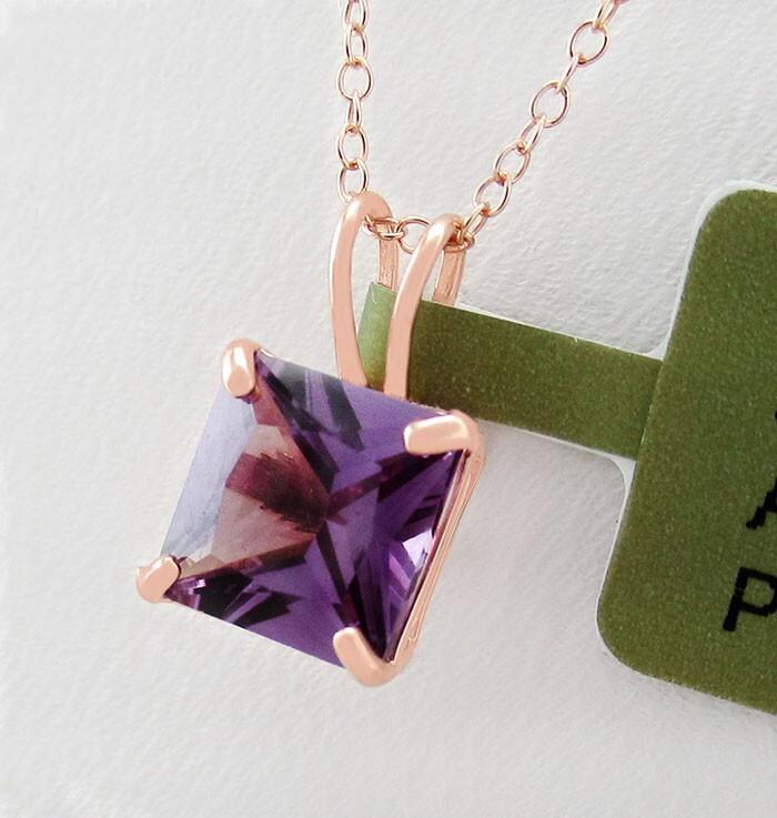 LAB CREATED 1.05 Cts ALEXANDRITE PENDANT 14K ROSE GOLD – New With Tag