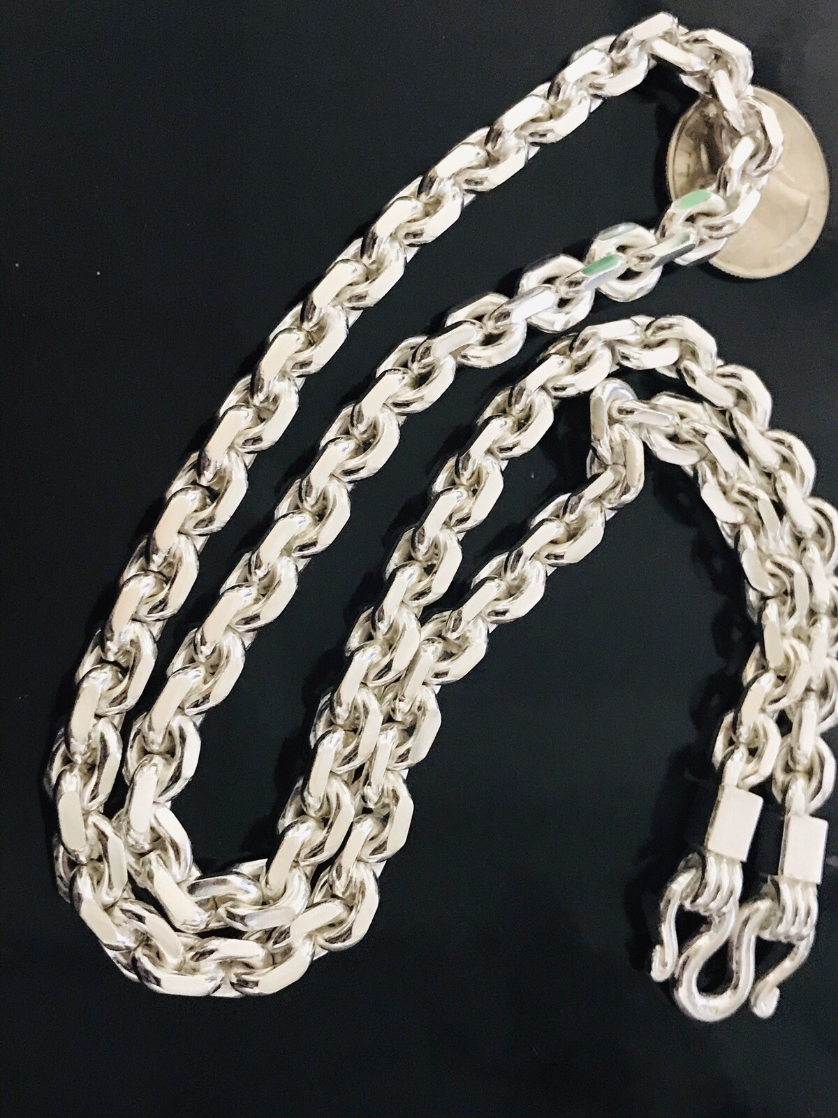 999 FINE silver Handmade anchor link Chain Necklace Approx 137.50 Grams 22 inch