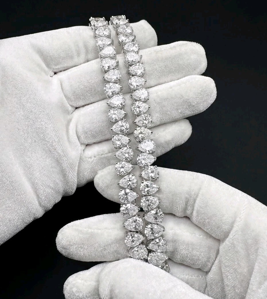 Certified Treated Gorgeous White Diamond Tennis Necklace,925 Silver- Great Shine