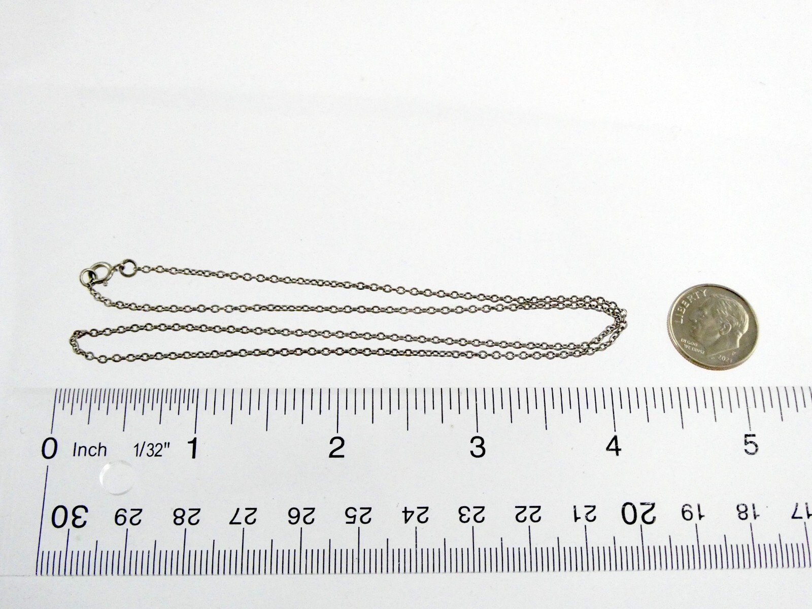 Sterling Silver Cable Chain Necklace 925 17 Inch Length 2g .78mm Thickness