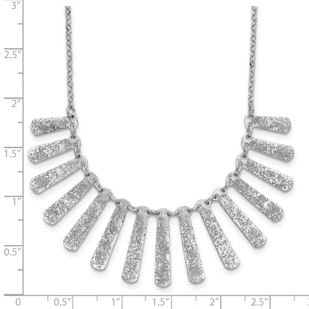 Sterling Silver Radiant Essence Pol/Textured Bars W/ 2in Ext. Necklace