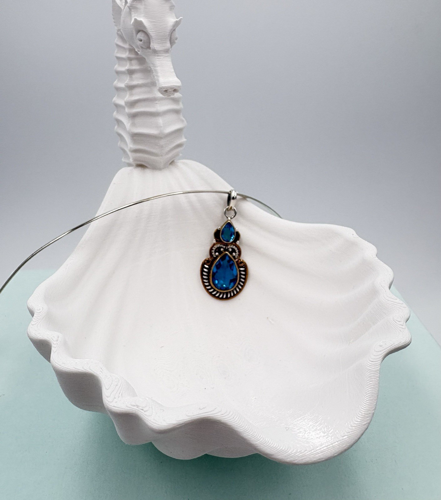 925 Sterling Silver Blue Topaz Teardrop Pendant – Pendant Only