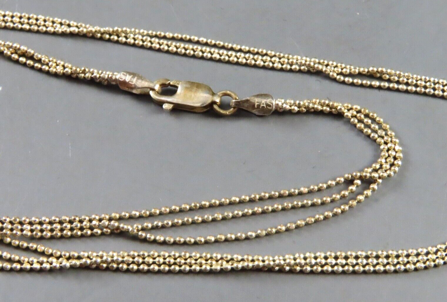 FAS STERLING SILVER Three Strand BEAD CHAIN NECKLACE Super Versatile 18″ LONG