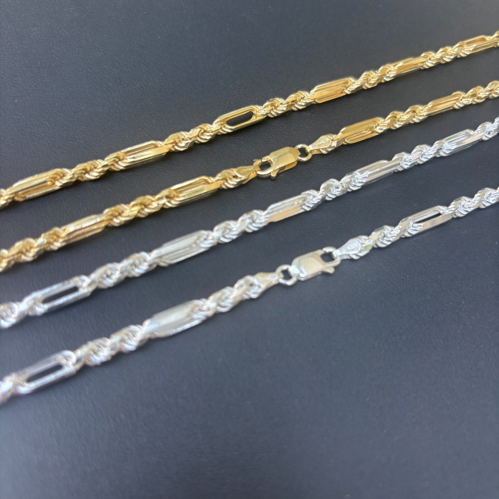 4mm Figarope Chain Necklace – Real Solid 925 Sterling Silver Or 14k Gold Vermeil